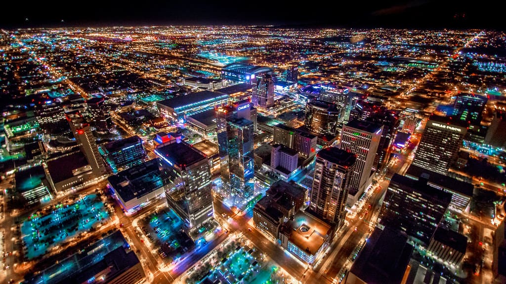 Phoenix Arizona Downtown Night Aerial Photo from Helicopte… | Flickr